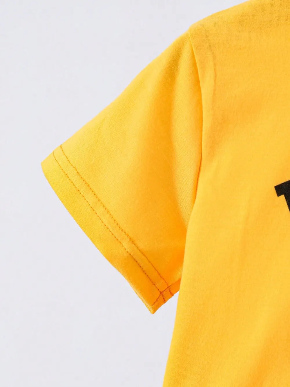 Children's Round Neck Letter Graphic T-Shirt and Distressed Jeans Set - Farnelli