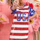 BiBi American Flag Theme Usa Print Sequin Dress - Farnelli