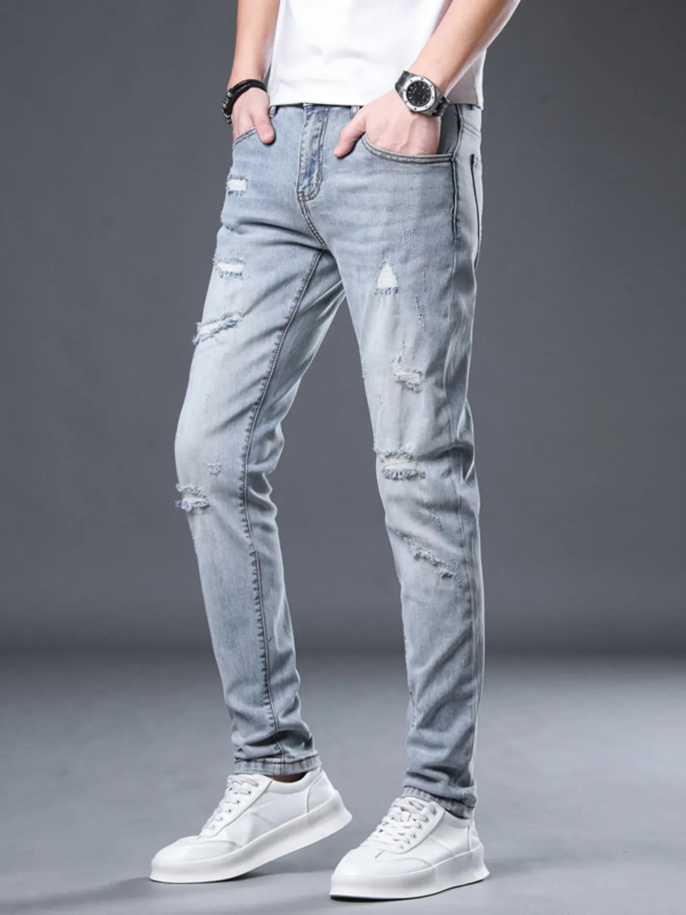 Men's Distressed Slim Fit Jeans - Farnelli