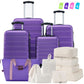 HouseOfZazla 4-piece hardshell luggage set with TSA lock and spinner wheels in multiple colors