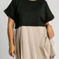 Umgee Full Size Round Neck Pleated Dress with Side Pockets Plus Size - Farnelli