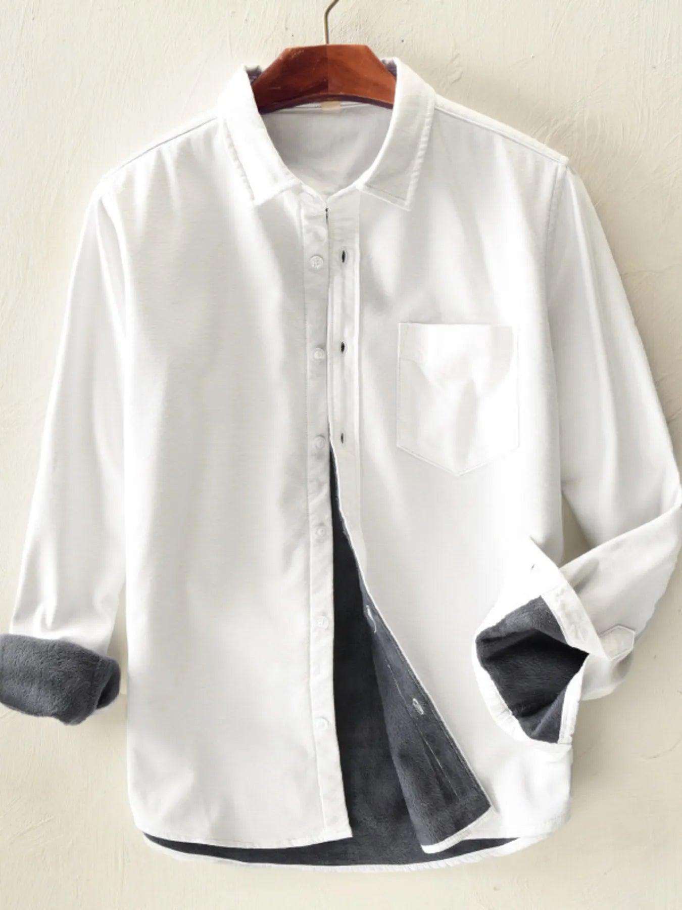 Men's Plus Size Casual Fleece Lined Button Up Shirt - Farnelli