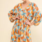 And The Why Printed Open Back Puff Sleeve Casual Dress - Farnelli