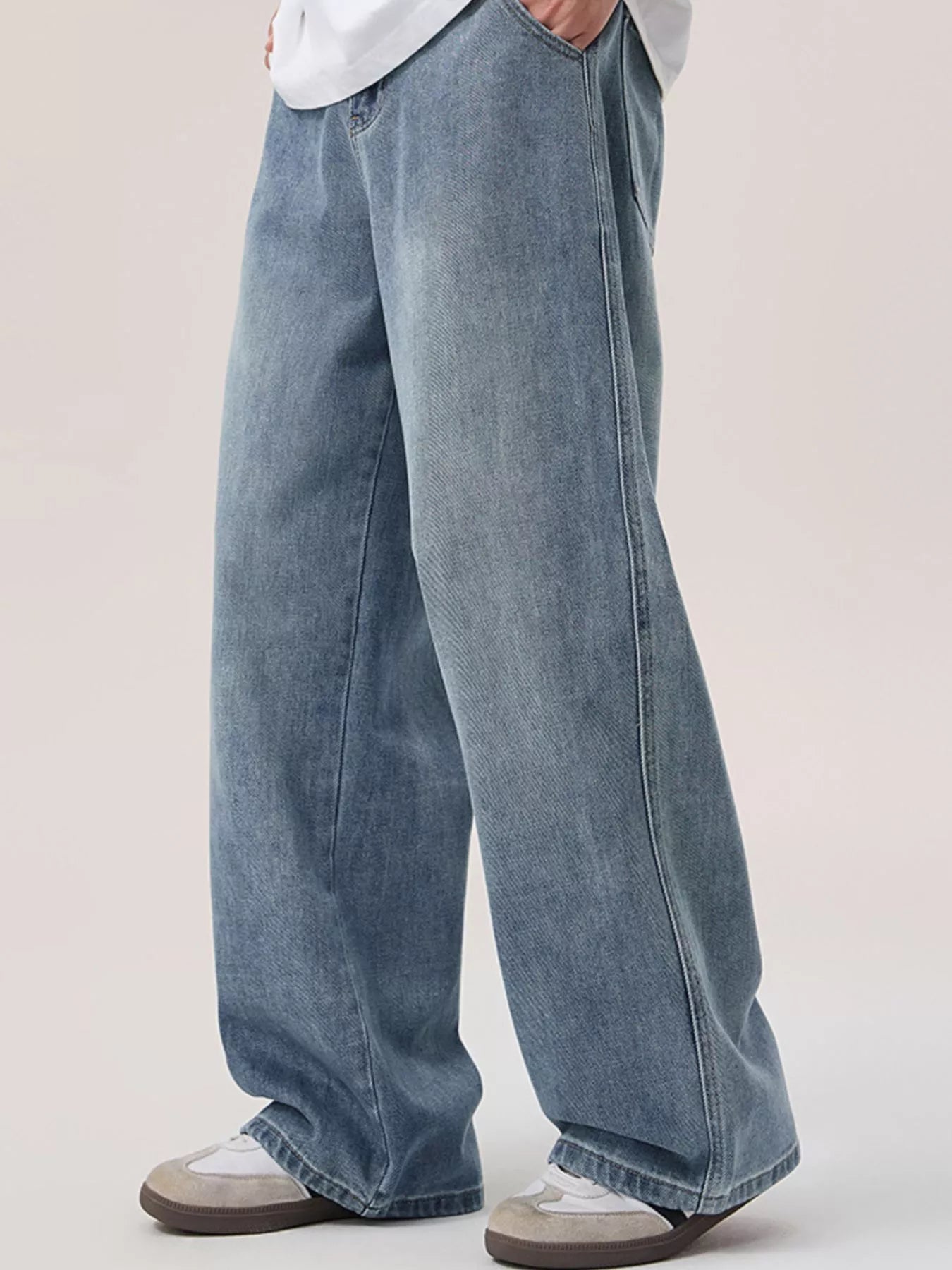 Men's Wide Leg Wash Jeans - Farnelli