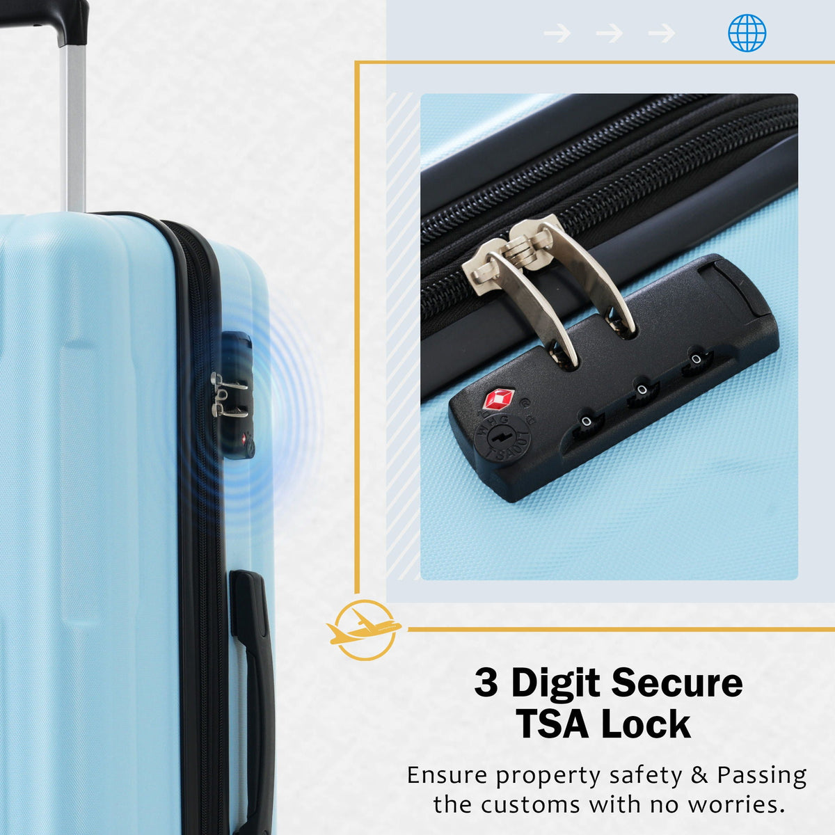 HouseOfZazla expandable 2-piece luggage set with TSA lock and spinner wheels in multiple colors