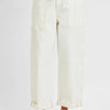 RISEN Full Size High Rise Crop Wide Barrel Cargo Pocket Jeans Plus Size - Cream