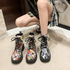 Graffiti Print Combat Boots with Colorful Street Art Design - Red