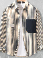 Men's Plus Size Striped Button-Up Shirt - Farnelli