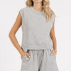 Mittoshop French Terry Crew Neck Top and Shorts Set - H GREY