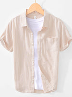 Men's Striped Collared Neck Short Sleeve Shirt - Farnelli