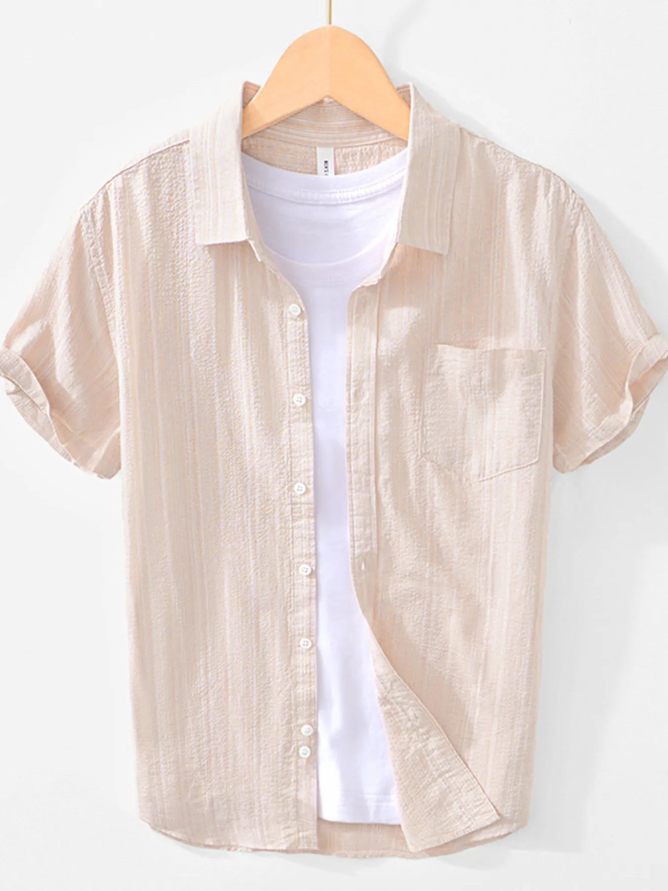 Men's Striped Collared Neck Short Sleeve Shirt - Farnelli