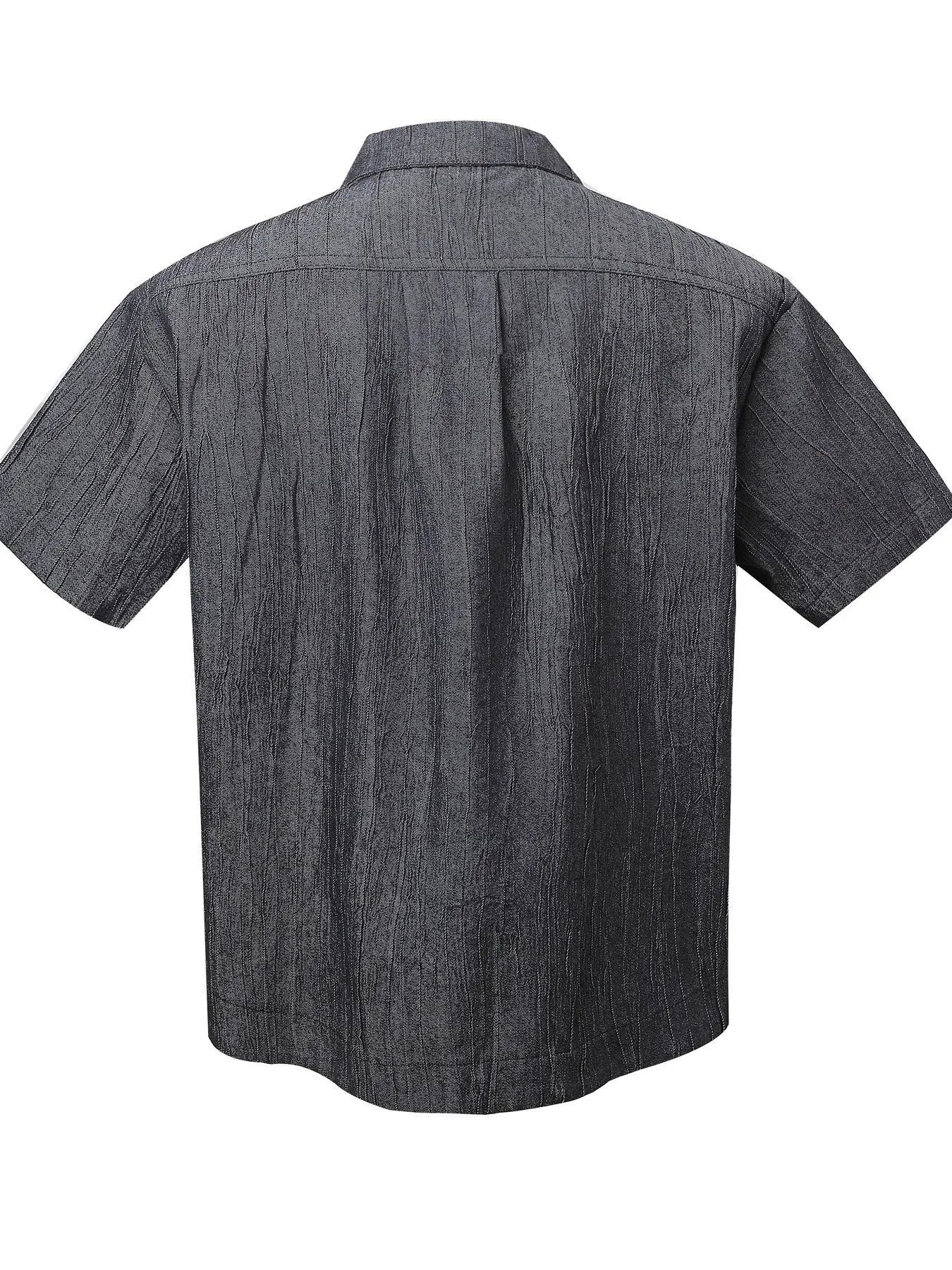 Men's Textured Button-Down Shirt with Front Pocket - Farnelli