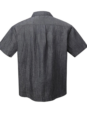 Men's Textured Button-Down Shirt with Front Pocket - Farnelli