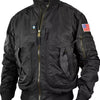 Men's Plus Size Zip Up Bomber Jacket with Multiple Pockets - Black