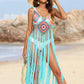 Fringe Spaghetti Strap Cover-Up - Farnelli
