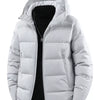 Men's Plus Size Hooded Padded Puffer Jacket - Light Gray