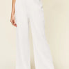 Double Take Full Size Texture Smocked Waist Wide Leg Pants - White