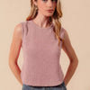 SO ME Sleeveless Hacci Knit Top with Round Hem - BLUSH