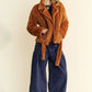Davi & Dani Fuzzy Zip Up Collared Neck Jacket - Farnelli