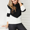Woven Right Two-Tone Openwork Rib-Knit Sweater - Black
