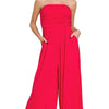 Zenana Double Layered Strapless Tube Top Jumpsuit - RUBY