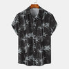 Men's Printed Short Sleeve Button-Up Shirt - Black