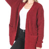 Zenana Long Sleeve Popcorn Sweater Cardigan with Pockets - CABERNET