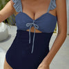 FAM-FAM Cutout Ruffled Spaghetti Strap One-Piece Swimwear - Dusty Blue