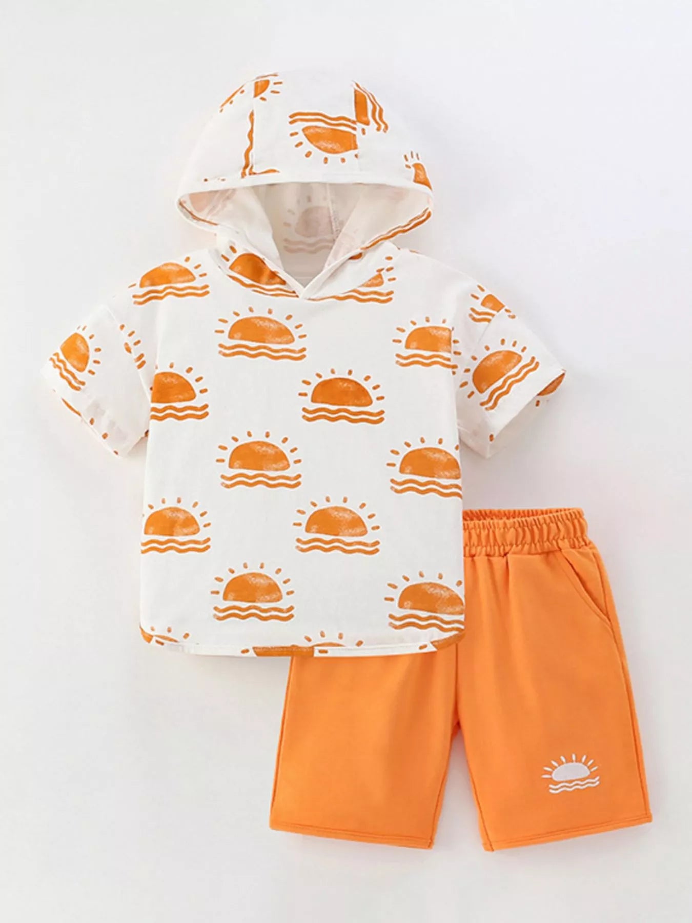 Children's Sun Print Hoodie & Shorts Set - Farnelli