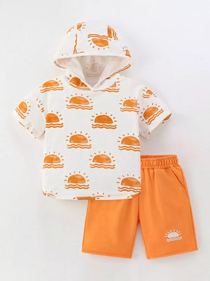 Children's Sun Print Hoodie & Shorts Set - Farnelli