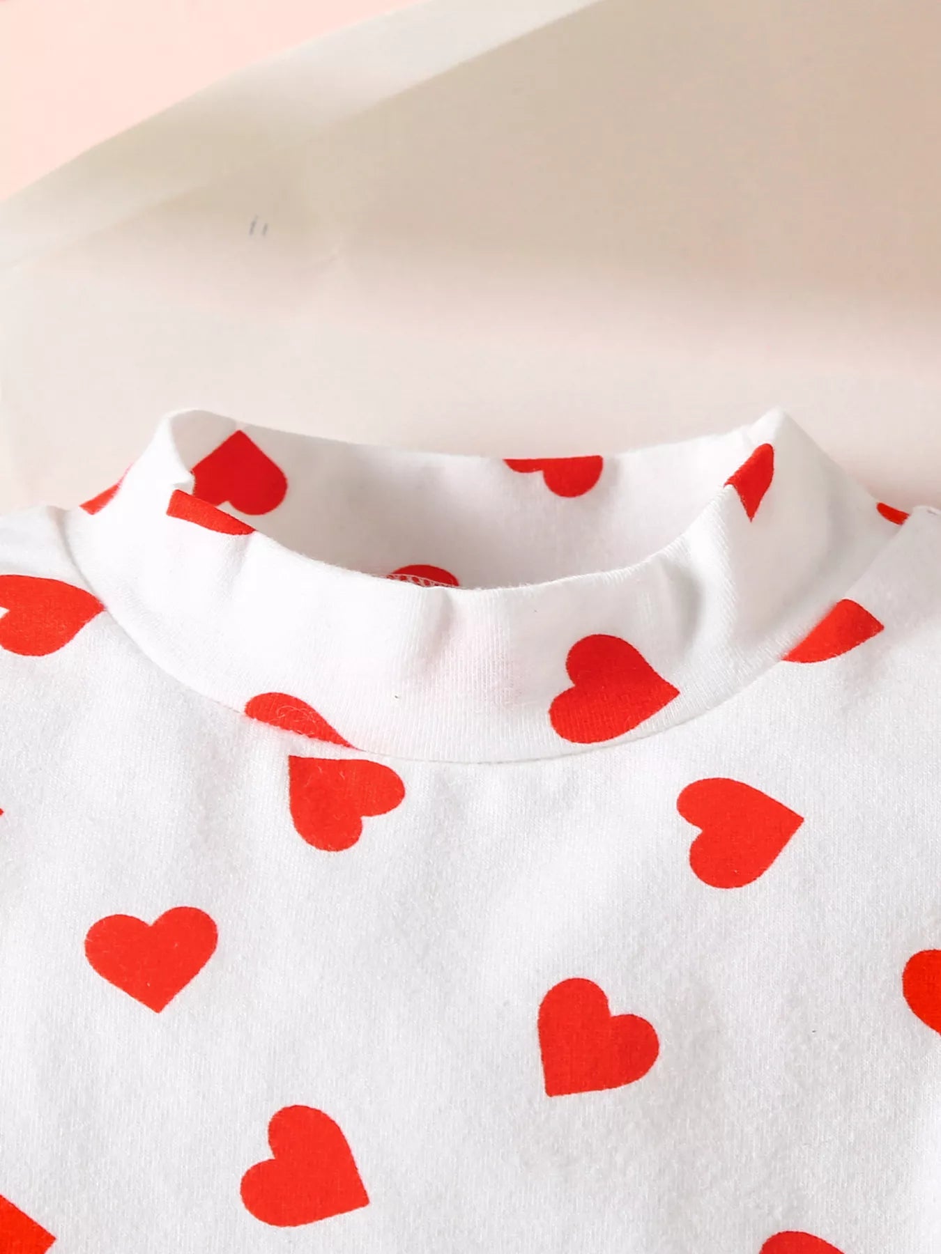 Children's Heart Print Top and Suspender Pants Set - Farnelli