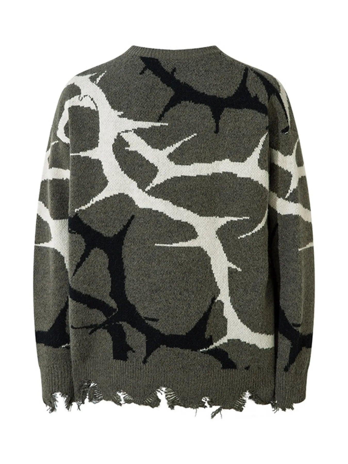 Men's Abstract Pattern Distressed Hem Sweater - Farnelli