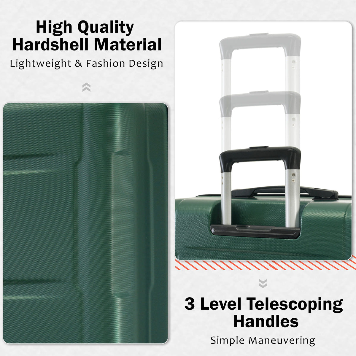 HouseOfZazla expandable 2-piece luggage set with TSA locks and spinner wheels in multiple colors