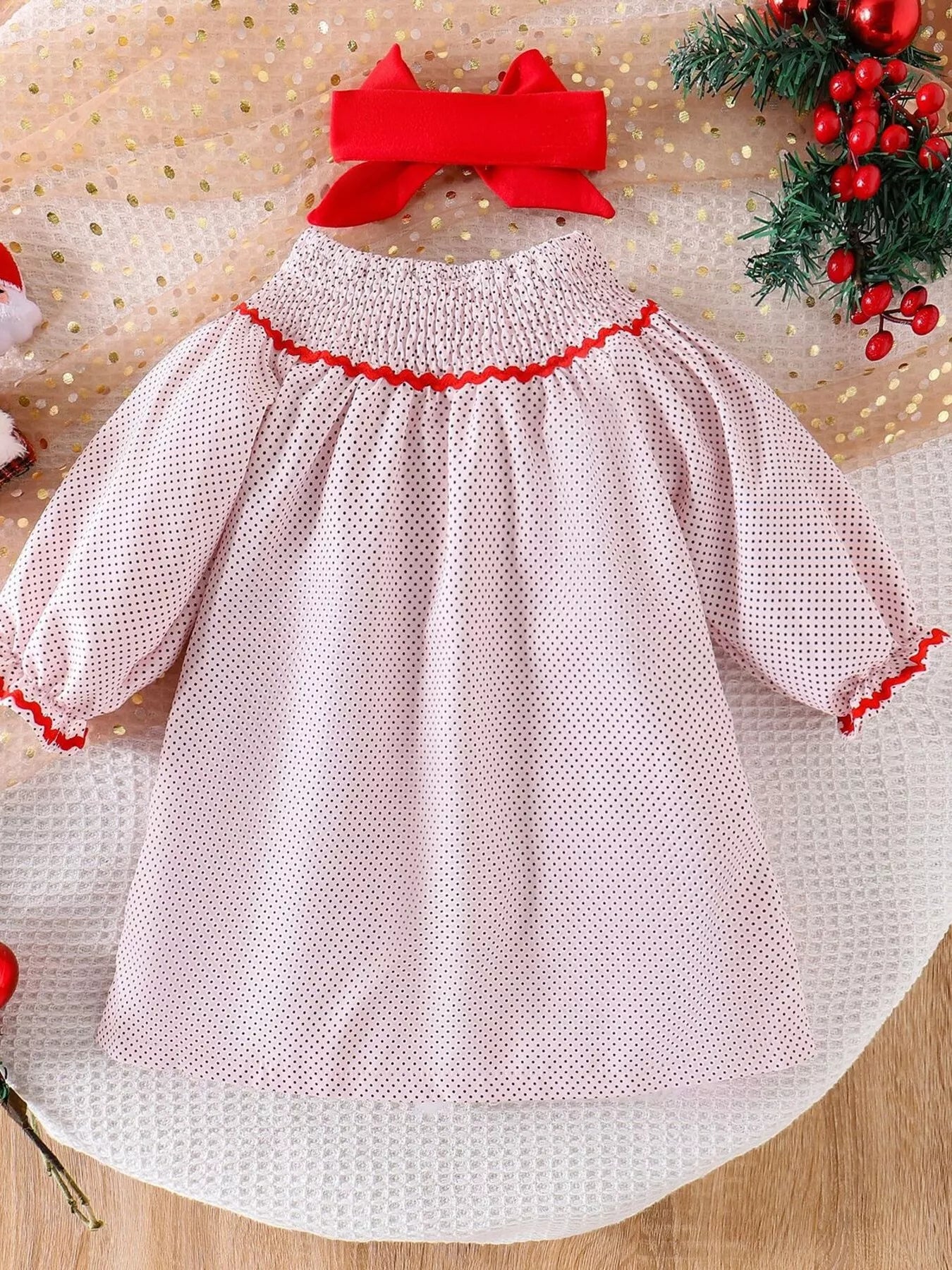 Children's Christmas Santa Embroidered Dress - Farnelli