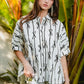 BiBi Bow Ribbon Woven Printed Button Down Shirt - Farnelli
