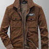 Men's Plus Size Casual Corduroy Zip Up Jacket - Coffee