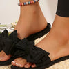 Bow Knot Open Toe Slippers - Black