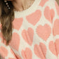Umgee Mix Heart Pattern Pearl Accent Sweater - Farnelli
