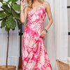 ADORA Print Spaghetti Strap Maxi Dress - PINK
