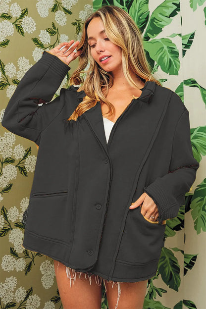 BiBi Single-Breasted Washed Fleece Jacket - Farnelli