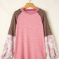Elena Raglan Sleeve Ribbed Knit Patchwork Blouse - Farnelli