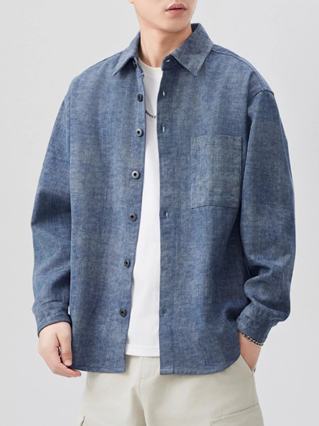 Men's Plus Size Button Up Long Sleeve Shirt - Farnelli