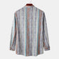 Men's Casual Vintage Striped Long Sleeve Button-Down Shirt - Farnelli