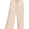 Zenana Woven Crepe Elastic Band Pants - SAND BEIGE