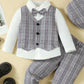 Hat, Long Sleeve Shirt, Plaid Vest and Pants 4-Piece Set - Farnelli