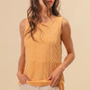 BiBi Textured Sweather Knit Twist Back Sleeveless Top - HONEY MUSTARD