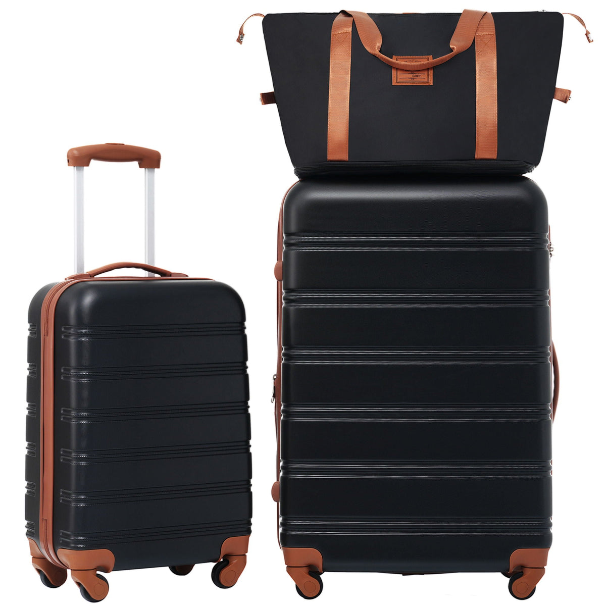 HouseOfZazla 2-piece lightweight hardshell luggage set with TSA locks in black, white, or pink