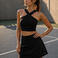 Trophy Yoga Criss Cross Tennis Crop Top, made in USA, shown from the front