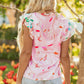 Quincy Floral Patchwork Flutter Sleeve Blouse - Farnelli
