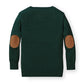 Fine Gauge V-Neck Organic Sweater with Elbow Patches - Baby